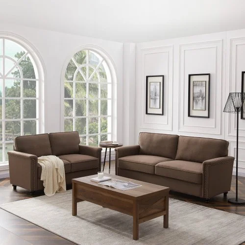 brown fabric sofa set