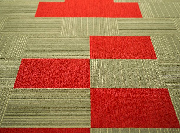 Square Tiled Red Grey carpet with stripe pattern