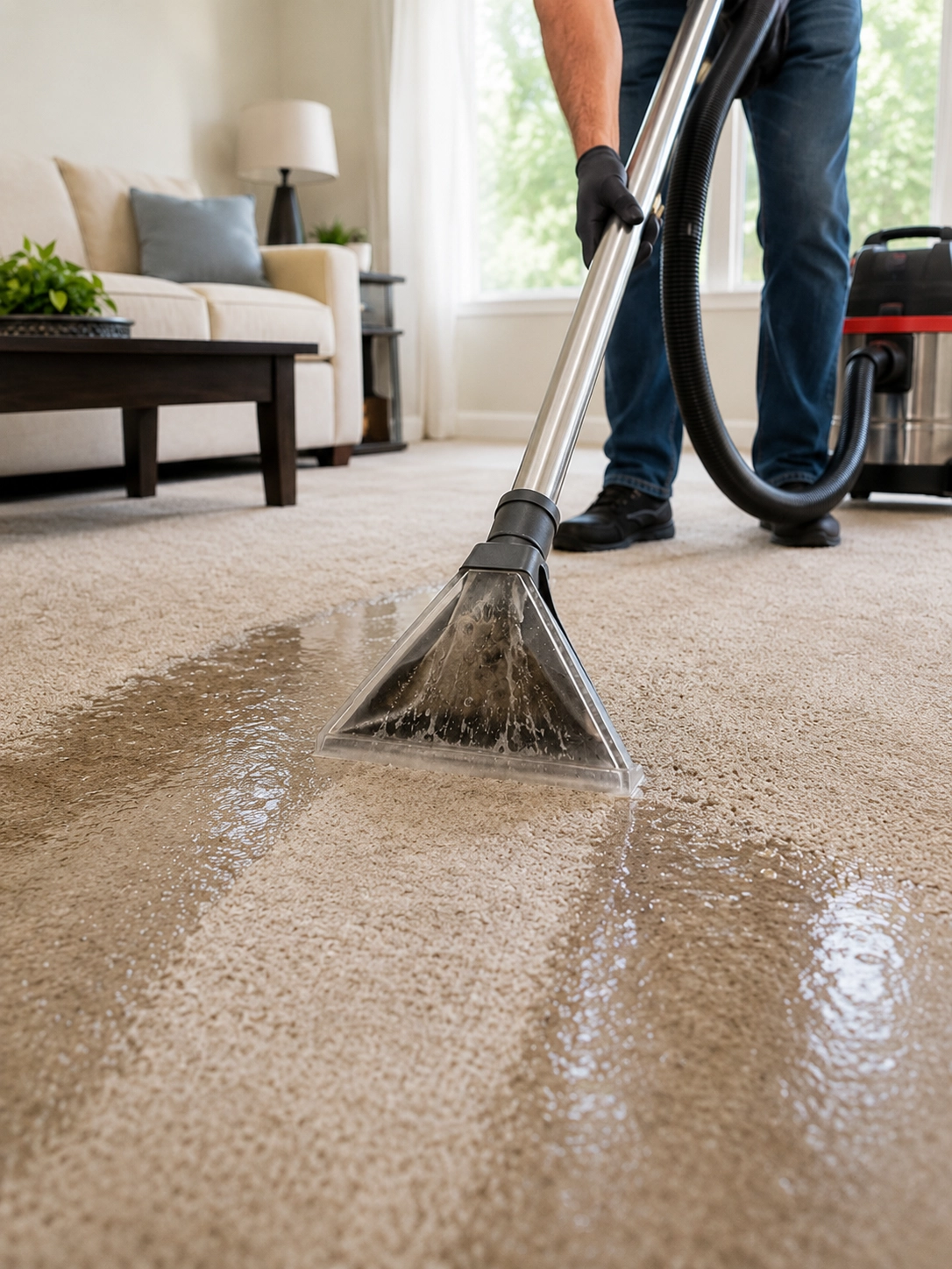 vacuuming wet carpet